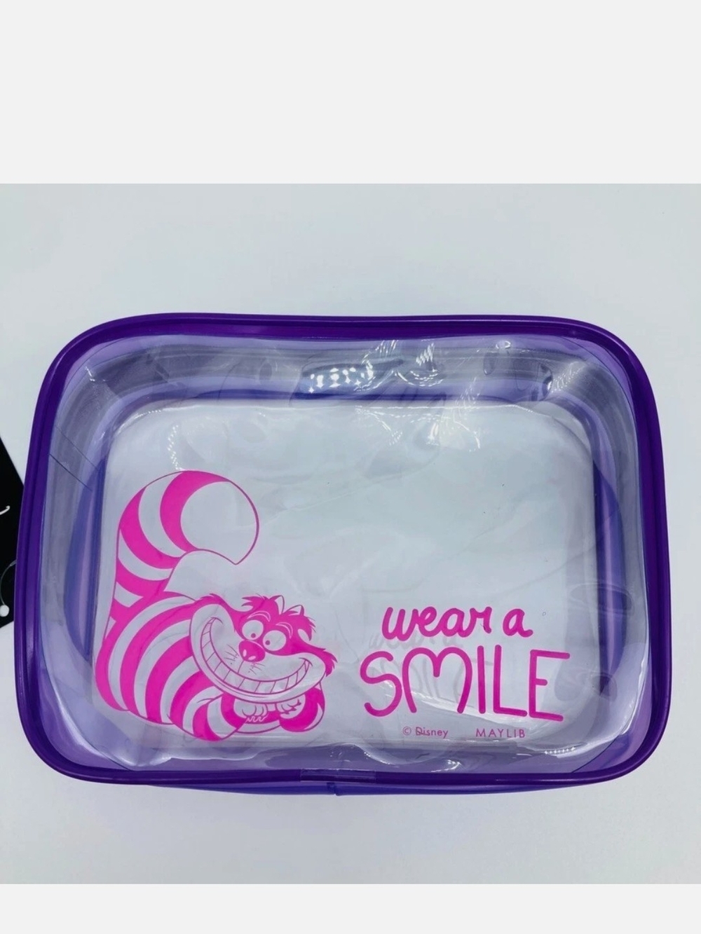 NWT Disney Alice In Wonderland Cheshire Cat Make-up Transparent Pouch from Japan